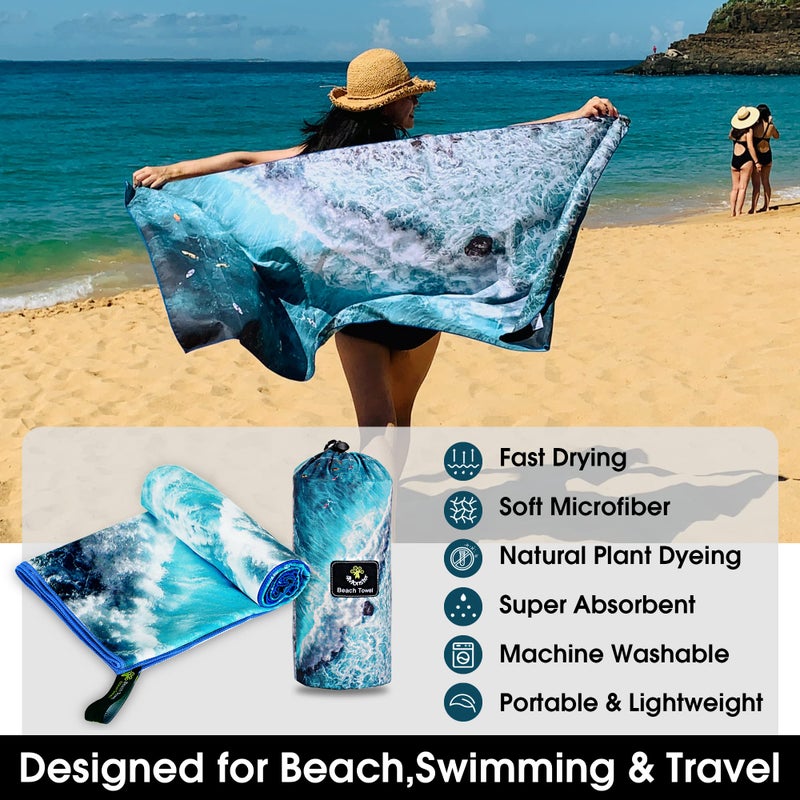 4Monster Microfiber Beach Towel Quick Dry,Super Absorbent Lightweight Travel Towel for Swimmers, Sand Free Camping Towel, Beach Towels for Pool,Swim,Water Sports,Yoga - Image 2